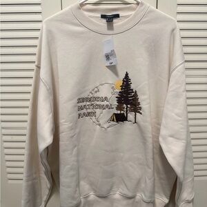Forever 21 Cream Sequoia National Park Crewneck Sweater